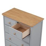 Flieks 3-Pieces Bedroom Furniture Sets, Bedroom Sets Storage Queen Size Platform Bed with Nightstand(USB Charging Ports) and Storage Chest, Gray+Natrual