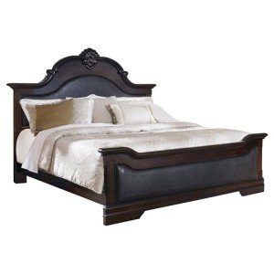 Coaster Home Furnishings Cambridge 4-piece Bedroom Set Queen Size Bed Frame Black Faux Leather Upholstered Headboard Cappuccino Brown 203191Q-S4