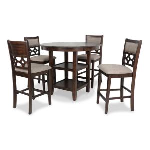 New Classic Furniture Mitchell 5-Piece Counter Set with 1 Table and 4 Chairs, Cherry Brown