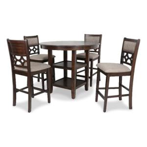 New Classic Furniture Mitchell 5-Piece Counter Set with 1 Table and 4 Chairs, Cherry Brown