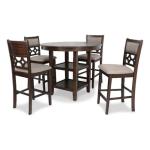 New Classic Furniture Mitchell 5-Piece Counter Set with 1 Table and 4 Chairs, Cherry Brown