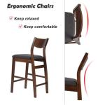 LUCKYERMORE 5 Piece Counter Height Dining Table Set with 4 Bar Stools Mid Century Kitchen Dining Room Pub Table and Chairs for 4 Wood Dinette Set, Walnut