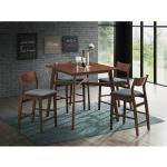 LUCKYERMORE 5 Piece Counter Height Dining Table Set with 4 Bar Stools Mid Century Kitchen Dining Room Pub Table and Chairs for 4 Wood Dinette Set, Walnut