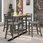 Merax Wood Counter Height Dining Table Set with Storage Table and Padded Chairs for Small Space, 5 Piece Kitchen Dining Room Furniture Table Set