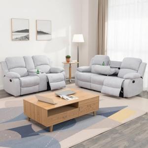Plithzy Recliner Sofa and Loveseat Set, Grey White