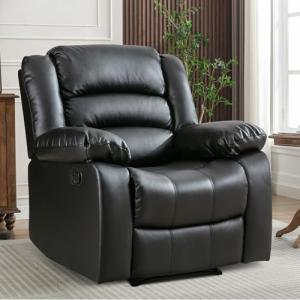 EBELLO Black Faux Leather Double Recliner Loveseat