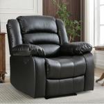 EBELLO Black Faux Leather Double Recliner Loveseat