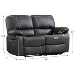 EBELLO Black Faux Leather Double Recliner Loveseat