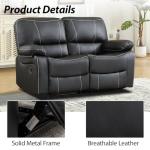 EBELLO Black Faux Leather Double Recliner Loveseat