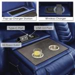 Black Faux Leather Power Recliner Set with Wireless Charger