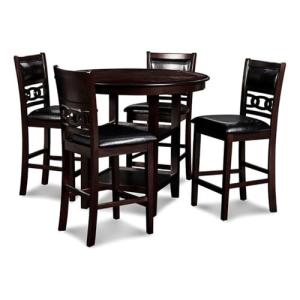 New Classic Furniture Gia 5-Piece Round Counter Height Dining Set with 1 Dining Table and 4 Chairs, 42-Inch, Ebony