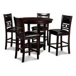 New Classic Furniture Gia 5-Piece Round Counter Height Dining Set with 1 Dining Table and 4 Chairs, 42-Inch, Ebony