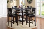 New Classic Furniture Gia 5-Piece Round Counter Height Dining Set with 1 Dining Table and 4 Chairs, 42-Inch, Ebony