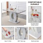 LUFTUT 7 Piece Modern Dining Table Set for 6,Counter Height Dining Table Set,63" Faux Marble Room Table with 6 Grey Leather Barstools,Bar Height Table and Chairs Ideal for Pub Kitchen