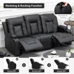 COMHOMA Black Bonded Leather Recliner Living Room Set