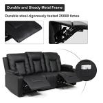 COMHOMA Black Bonded Leather Recliner Living Room Set