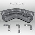 Modular Recliner Sectional Sofa in Grey PU Leather