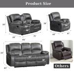 Betsy Furniture 3PC Bonded Leather Living Room Set
