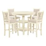 Classic Amy 5-Piece Counter Dining Table Set, Beige/Brown