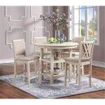 Classic Amy 5-Piece Counter Dining Table Set, Beige/Brown