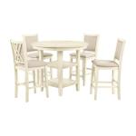 Classic Amy 5-Piece Counter Dining Table Set, Beige/Brown