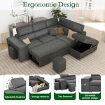 L-Shaped Sleeper Sofa with Pull-Out Bed & Storage