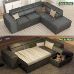 L-Shaped Sleeper Sofa with Pull-Out Bed & Storage
