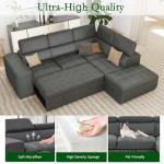 L-Shaped Sleeper Sofa with Pull-Out Bed & Storage