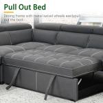 L-Shaped Sleeper Sofa with Pull-Out Bed & Storage