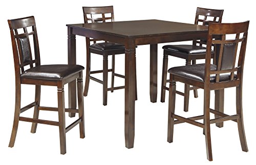 Signature Design by Ashley Bennox 5 Piece Counter Height Dining Set, Includes Table & 4 Barstools, Brown