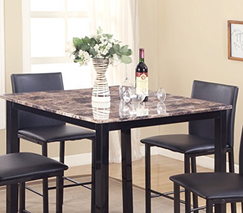 Roundhill Furniture 5 Piece Citico Counter Height Dining Set with Laminated Faux Marble Top