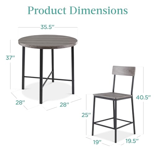 Best Choice Products 5-Piece Modern Round Counter Height Dining Set for Home Kitchen, Dining Room w/ 4 Chairs, 1.5in Thick Table - Gray