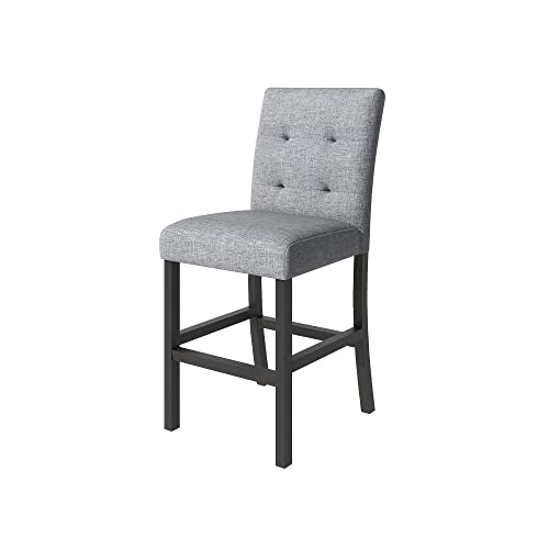 DINTABBLE 5-Piece Counter Height Dining Set-Square Wood Table and 4 Upholstered High-Back Chairs with Footrest for Kitchen Furniture-Classic Black Finish