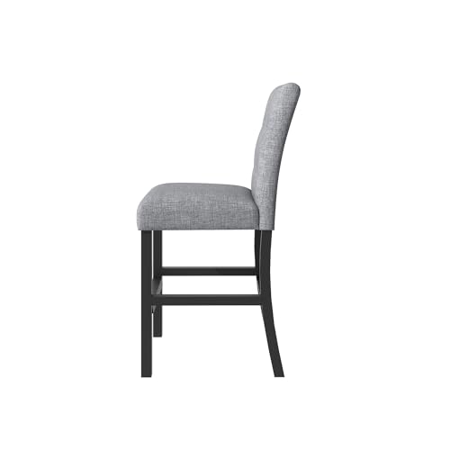 DINTABBLE 5-Piece Counter Height Dining Set-Square Wood Table and 4 Upholstered High-Back Chairs with Footrest for Kitchen Furniture-Classic Black Finish