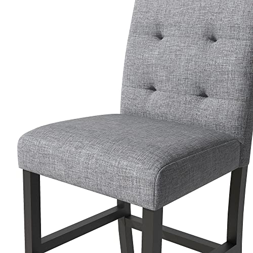 DINTABBLE 5-Piece Counter Height Dining Set-Square Wood Table and 4 Upholstered High-Back Chairs with Footrest for Kitchen Furniture-Classic Black Finish