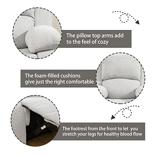 Plithzy Recliner Sofa and Loveseat Set, Grey White