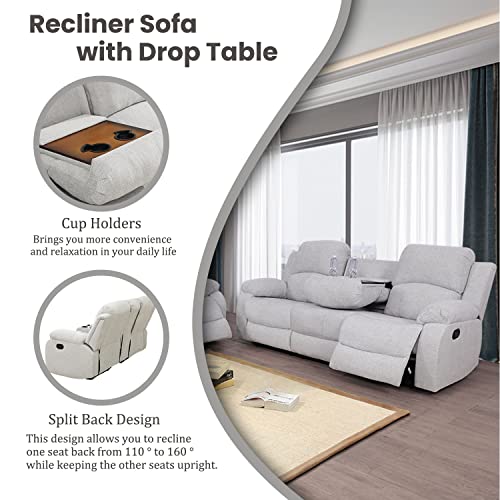 Plithzy Recliner Sofa and Loveseat Set, Grey White