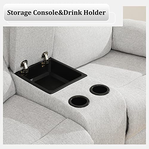 Plithzy Recliner Sofa and Loveseat Set, Grey White