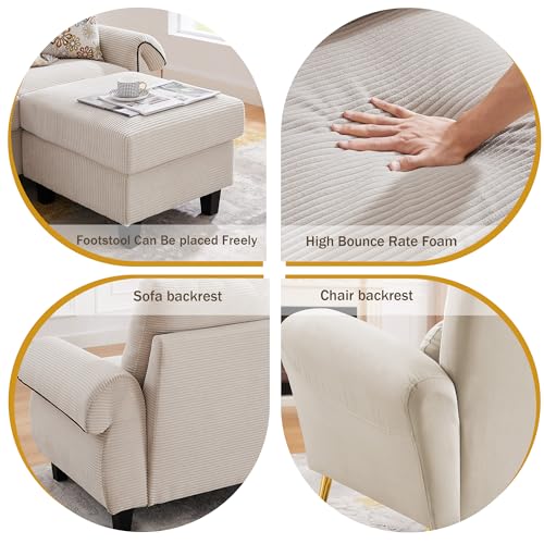 Tornama Sectional Sofa Set with Velvet Accent Chair