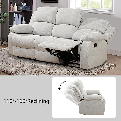 Plithzy Recliner Sofa and Loveseat Set, Grey White