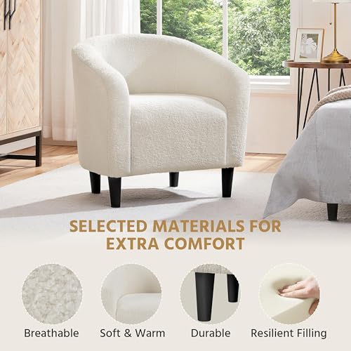 Set of 2 Furry Sherpa Barrel Accent Chairs