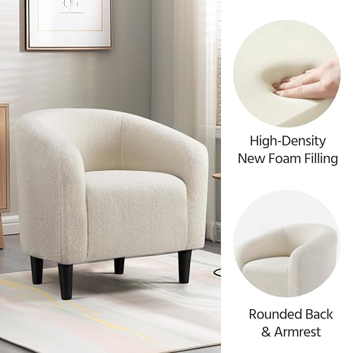 Set of 2 Furry Sherpa Barrel Accent Chairs