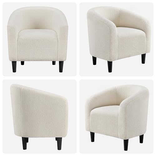 Set of 2 Furry Sherpa Barrel Accent Chairs