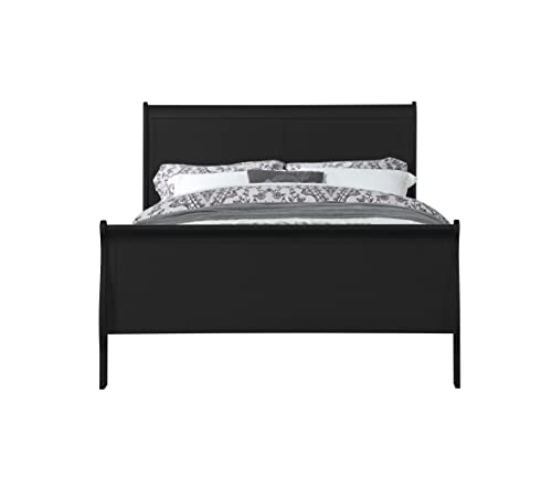 6-Piece Bedroom Set Bed, Dresser, Chest, 2 Nightstands and Mirror (Queen, Black)