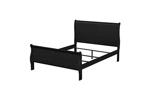 6-Piece Bedroom Set Bed, Dresser, Chest, 2 Nightstands and Mirror (Queen, Black)