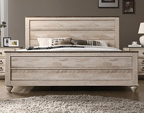 Roundhill Furniture Imerland Contemporary White Wash Finish 4-Piece Bedroom Set,