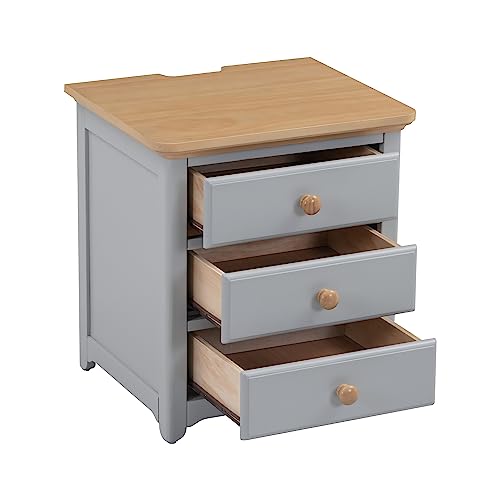 Merax Bedroom Set with Queen Grey Pieces Modern Framhouse Wood Size Platform Bed, Nightstand with 3 USB Charging, Tall 6-Drawer Chest Walnut