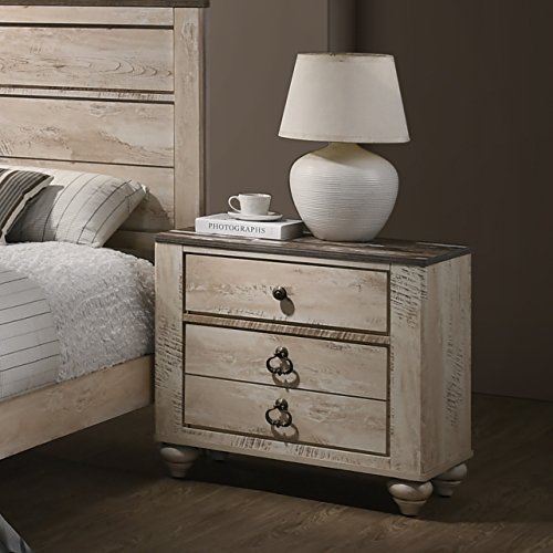 Roundhill Furniture Imerland Contemporary White Wash Finish 4-Piece Bedroom Set,
