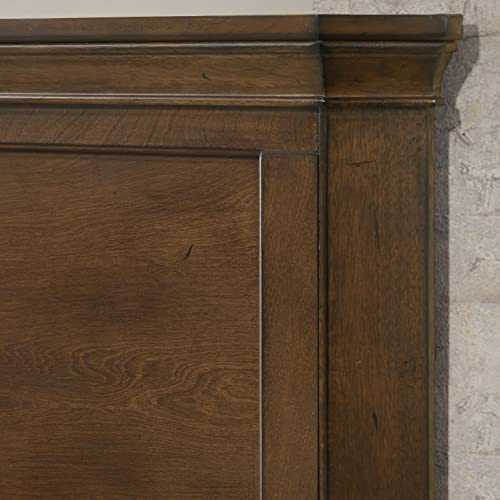 Roundhill Furniture Maderne Traditional Wood Panel Bed with Dresser, Mirror, Nightstand, Chest, King, Antique Walnut