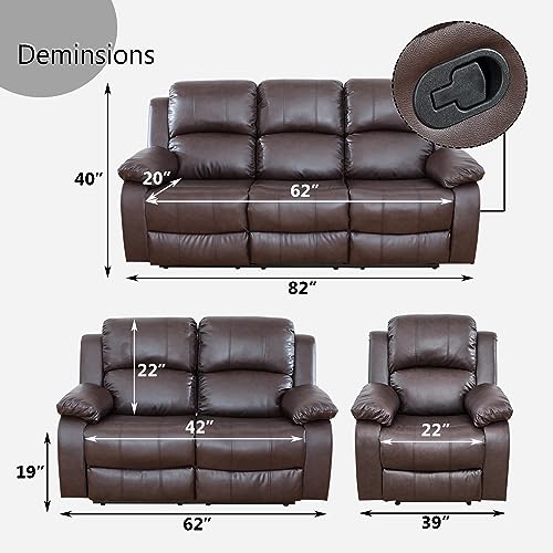 Brown Bonded Leather Recliner Sofa Loveseat set